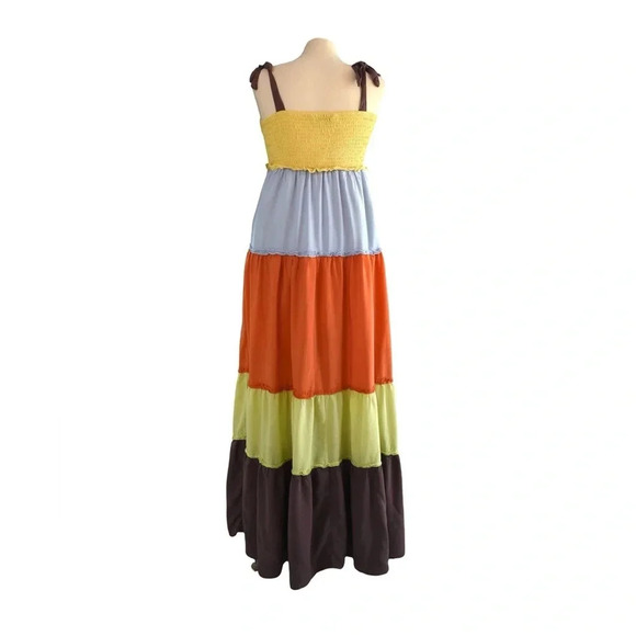 Davi & Dani || Color Block Sherbet Colors Maxi Dress Small - Picture 1 of 6